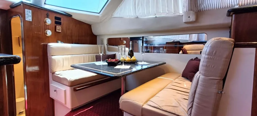 The salon sofa that converts into two single berths